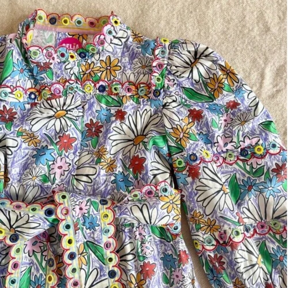Celia B Oliver scalloped midi tiered dress